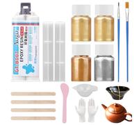 Kintsugi Juego de reparación, pegamento de porcelana dorada para reparación, cerámica rota, vidrio, platillos, pegamento de cerámica reparación, regalos significativos y artesanías, perfecto para