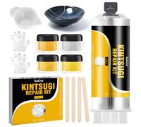 Kintsugi Kit Kintsugi Kit con polvo dorado y plateado, pegamento de cerámica, reparación y decoración de porcelana, cerámica, Gypse, pegamento de reparación de vidrio