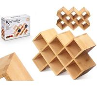Kinvara Especiero Bambú, Soporte Para 8 Botes Especias, Madera Natural, Soporte Especias Cocina, Organizador Especias Bambú, Organizador de cocina 7,5x24,5x17 cm.