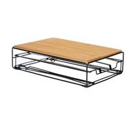 Kinvara Organizador de Cápsulas de Café Negro Natural Metal Bambú 21 x 57 x 8,5 cm