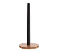 Kinvara Portarrollos de Cocina Negro Marrón Metal Bambú (15 x 34 x 15 cm)