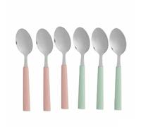 Kinvara Set de Cucharas Postre Verde Rosa Plateado Acero Inoxidable Plástico 15,7 cm (12 Unidades)