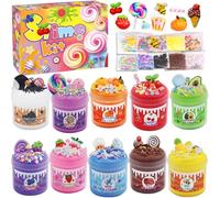 Kinyoda Set de Slime para Niños - Kit 10pcs con Complementos, Fluffy Súper Suave y No Pegajoso, Juguete para Aliviar el Estrés, Party Favors para Niñas