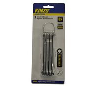 Kinzo 71911 - Juego de llaves hexagonales de cabeza redondeada (8 unidades en 1 mango, plegables)