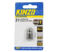 Kinzo 72038 - Juego de 2 puntas para destornillador (con cabeza ranurada magnética, 6 mm)