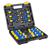 Kinzo Juego de destornilladores de 32 piezas, incluye caja de herramientas, destornillador con punta magnética, negro, amarillo, azul