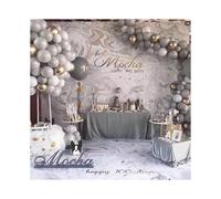 KINZON Ensemble d'arc de ballon en or gris, 179 pices de couronne de mariage gris blanc, ballon de fte d'anniversaire avec noueur, dcoration de douche