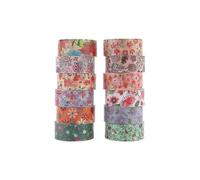 KINZON Ensemble de ruban adhsif avec 12 rouleaux de ruban de masquage dcoratif en forme de fleur en feuille d'or pour les travaux manuels et les embal