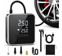 KinZon Inflador Neumáticos Coche 150 PSI, Mini Compresor de Aire Portátil Recargable Inalámbrico y 12V, Apagado Automático, Pantalla Digital, Lámpara LED, para Coche, Motocicleta, Globo y Emergencia