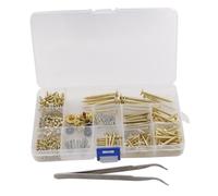 KIOALXZ Juego de tornillos para reparación de guitarra con 262 tornillos y pinzas de codo. Componentes esenciales para el mantenimiento de la guitarra. Kit, Dorado, 17x10x2cm