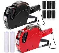 Kioball Pistola Etiquetadora de Precios de 2 Piezas de 8 Dígitos, Kit de Pistola Etiquetadora de Precios con 20 Rollos de Etiquetas Adhesivas Blancas en y 6 Recargas de Tinta