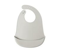 Kiokids | Babero de silicona suave gris | Impermeable y resistente a la suciedad | Ajustable con 7 posiciones de cuello | Material suave y suave | Gris