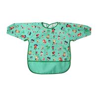 Kiokids Babero Impermeable con Mangas Verde | Babero de Manga Larga para Comer y Pintar | Cierre con Velcro, Bolsillo Recoge-Migas | Reutilizable, Ligero y Lavable | Unisex y Sin BPA