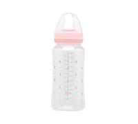 Kiokids - Biberón Anticólicos 360ml Rosa, Tetina de Silicona, Sistema de Ventilación Anticólicos, Boca Ancha, Apto para Lavavajillas y Esterilizador, Para Bebés +6 Meses