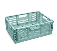 Kiokids | Caja de almacenamiento plegable | Material polipropileno resistente | Diseño plegable y apilable | Color moderno verde salvia | 40 x 30 x 15 cm | verde salvia