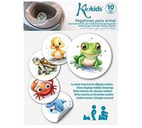 Kiokids | Pegatinas Termosensibles para Orinal | Pack de 10 Unidades de 8 cm | Dibujos Divertidos de Animalitos | Ayuda en la Operación Pañal | Vinilo Resistente y Seguro | Recomendado +24 Meses