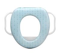 KIOKIDS Reductor de inodoro azul con asas | Acolchado para mayor comodidad | Asas de seguridad integradas | Incluye protección contra salpicaduras | Diseño compatible universal | AZUL