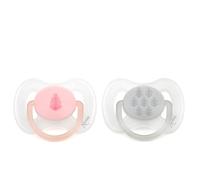 Kiokids - Set 2 Chupetes Ortodónticos Rosa y Gris con Tetina de Silicona +2