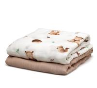 Kiokids Set 2 Muselinas Osos Marrón 120x120cm