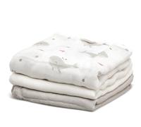 Kiokids Set 3 Muselinas Océano Gris Y Blanco 70x70cm