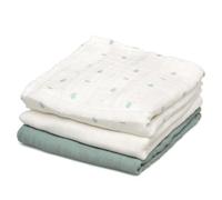 Kiokids | Set 3 Muselinas Salvia, Blanco y Estampado | Colección Petit Moments | 70% Bambú y 30% Algodón | Ultra Suaves | Antibacterianas y Termo Climáticas | Protector Rayos UV | +0 Meses | 70x70cm