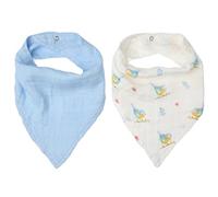 Kiokids Set De 2 Bandanas Para Bebé En Bambú Y Algodón Azul