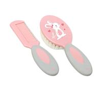 Kiokids Set De Peine Y Cepillo De Cerdas Naturales Conejito Rosa
