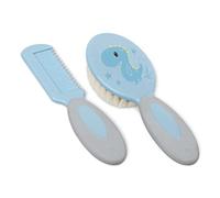 Kiokids Set De Peine Y Cepillo De Cerdas Naturales Dinosaurio Azul