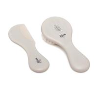 Kiokids | Set Peine Gris 2 Piezas | Cepillo Extra Suave con Cerdas Naturales | Mango Ergonómico | Ideal para la Piel y Cabello Delicado de Bebés | Perfecto para Canastilla