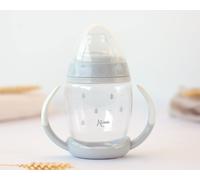 KioKids Taza de Aprendizaje Anticólico Step 1 para Bebés +6 Meses, Transición Biberón a Vaso, 270 ml, Gris - Petits Moments