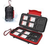 Kiorafoto 24 Ranuras Tarjetero SD MSD para 12 Tarjetas SD SDXC SDHC + 12 Tarjetas TF SDXC SDHC, Protector Resistente a Los Golpes de Agua Funda Tarjetas With Carabiner