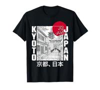 Kioto Japón Pagoda Torii Puerta Rojo Sol Bosquejo Retro Camiseta