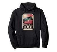 Kioto Station Japón Pagoda Retro Vintage Tren Kanji Diseño Sudadera con Capucha