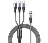 Kioylmo Cable De Carga USB C 3 En 1, Carga Rápida Pd Gris, Cable Multi USB C Trenzado Con 3 Puertos Tipo-C, Compatible Con iPhone 17/16/15 Pro, Galaxy S25/S24, Huawei, Macbook, iPad Pro, 1.2 Metros