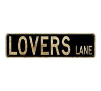 KIOZIY Lovers Lane - Letrero de calle para decoraci n de pared del hogar, p ster retro vintage de 4 x 16 pulgadas