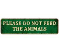 KIOZIY Placa de aluminio con texto en inglés «Please Do Not Feed The Animals» (10,16 x 40,6 cm)
