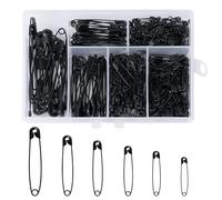 Kiperline 300 imperdibles de Seguridad, 6 tamaños, 18 mm - 53 mm, Resistentes a la corrosión, imperdibles duraderos para Ropa, Manualidades y Costura (Negro)