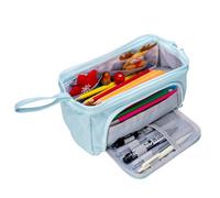 Kiperline Estuche de Gran Capacidad, Plegable, Estuche Escolar, Estuche de lápices de Color, para niños, Estudiantes, Adultos, Estuche de lápices, Azul, Azul, Estuche para lápices