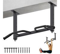 Kipika Barra de dominadas montada en el techo de 32 pulgadas, resistente, altamente ajustable, multifuncional, sistema de gimnasio en casa con colgador de saco de boxeo y bandas de resistencia para