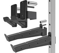 Kipika - Brazo de seguridad y ganchos en J para rack de alimentación de 5,1 x 5,1 cm con agujero de 1,6 cm o 2,5 cm - Soportes de mancuernas resistentes y pestillos con almohadillas de goma