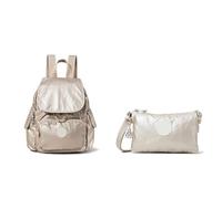 Kipling City Pack Mini, Mochilas para Mujer, Plateado (Metallic Glow), Talla única Creativity Xb, Crossbody para Mujer, Metallic Glow, 2.5x14x20.5 cm (LxWxH)