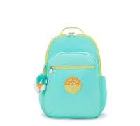 Kipling Seoul - Mochila para laptop de 15 pulgadas para mujer, duradera, espaciosa con correas acolchadas para los hombros, funda protectora integrada, Poppy Aqua C, 12.75''L x 17.25''H x 8''D, Seoul