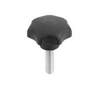 KIPP - Bedienteile | Normelemente K0155.4061X25 Kipp Star Handle-thermoplastic, External thread-M6X25, D1 Black-comp. Steel, M6X25, 32 mm
