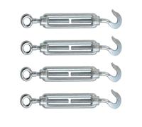 kippen 1205DK - Pack de 4 Tensores con Gancho y Ojal de Acero Galvanizado Medida 10 Mm.