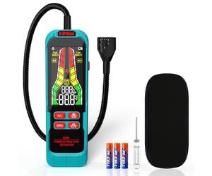 KIPRIM Detector De Fugas De Gas con Alarma Audible Visual Sonda 24cm | Detecta Metano Y Propano, Uso En Autocaravana Y Casa, Medición De Temperatura Y Humedad, Detector Portátil - GD01