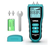 KIPRIM Medidor de Humedad para Madera WM02, Higrómetro Digital de Agujas con 2 Sondas, para Madera, Cartón Yeso, Mampostería, Rango 3%-40%, Pantalla LCD, Autonomía 100 Horas
