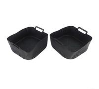 KiraKira 2 forros de silicona antiadherentes para freidora NA229 220 6QT 4.2L, tapetes de cocina reutilizables con parte inferior elevada para calefacción uniforme, negro y gris (negro)