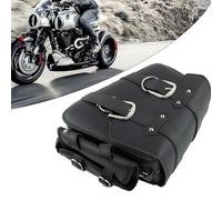 KiraKira Alforja lateral izquierda de piel sintética para Harley XL 883 1200 48 72, bolsa de almacenamiento negra para motocicleta con bolsillo para herramientas y hebilla de metal