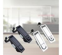 KiraKira Cerradura plana para puerta de armario de rebote en aleación de zinc, pestillo seguro para maletero de remolque RV con llaves, 93 x 33,8 mm, negro o plateado