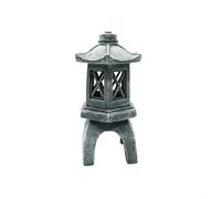 KiraKira Estatua de jardín de pagoda, farol solar, decoración al aire libre, adorno zen de polirresina resistente a la intemperie con luz LED para patio y camino, gris (B)
